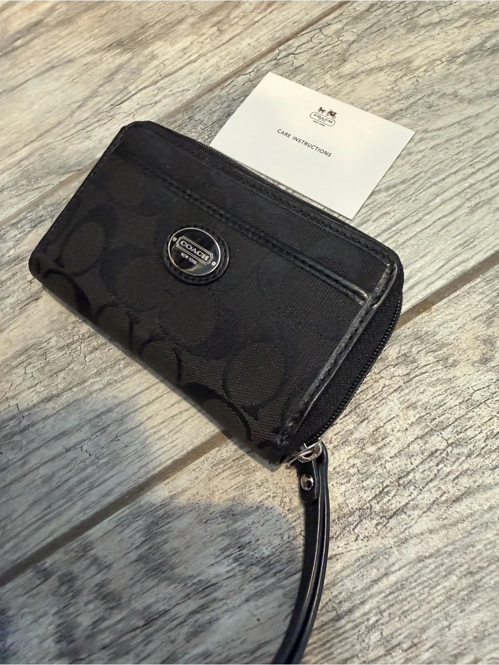 Coach Black Signature Canvas Wristlet Card Holder
